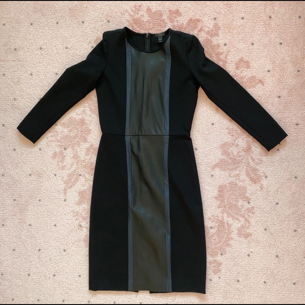 Unique JCrew Ponte Dress with (real) leather panel